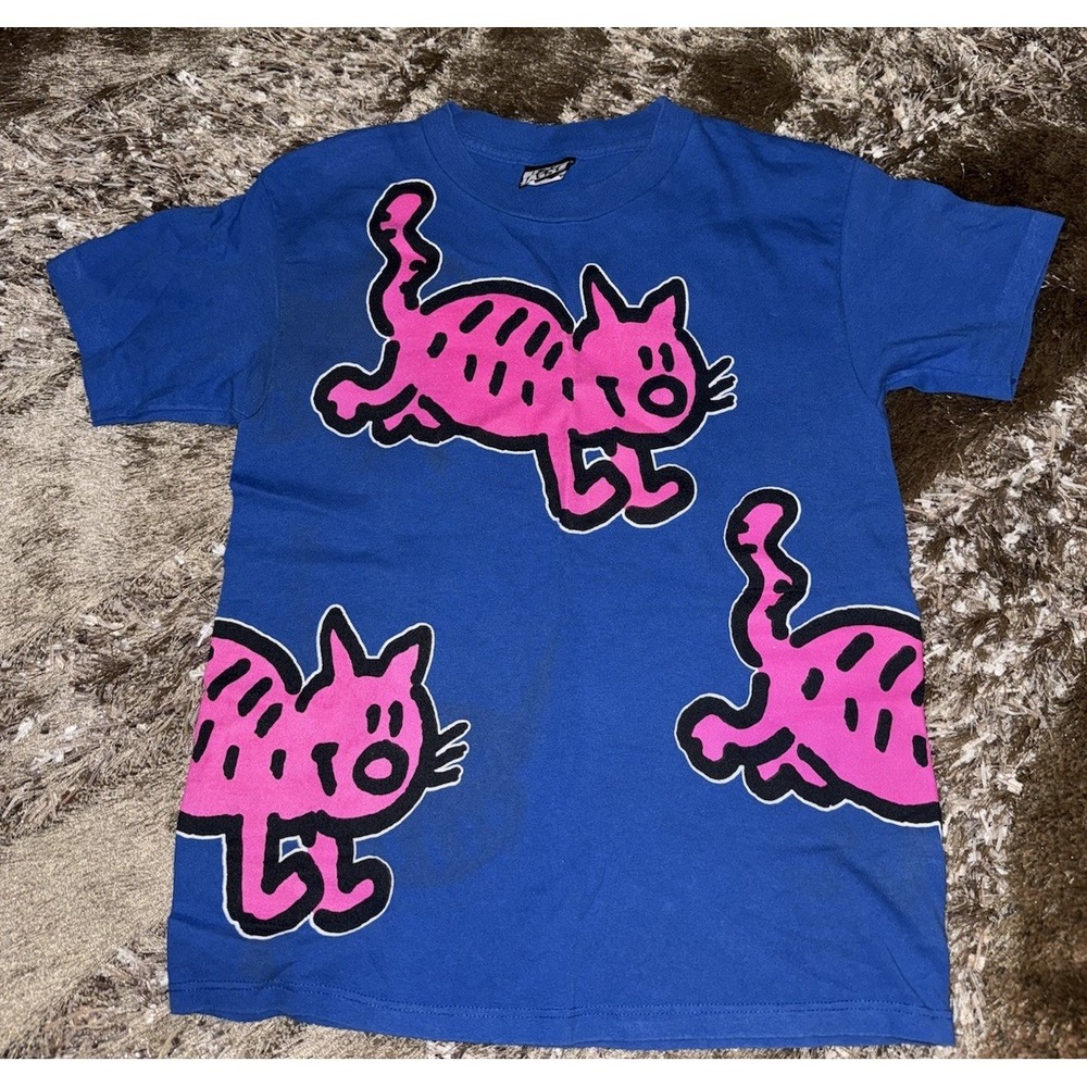 Vintage 90s BlackJack Cat Famous‎ Fidos Funwear T-Shirt Keith Haring Kids Size L